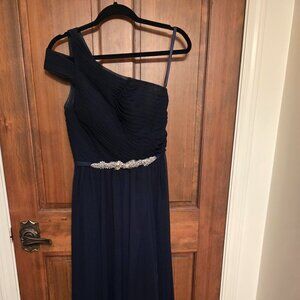 Angelina Faccenda Navy Blue Formal Gown- Size 8